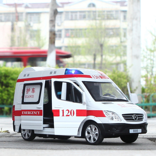 大奔1:32大号120救护车合金面包汽车模型 押款车邮政警车回力玩具