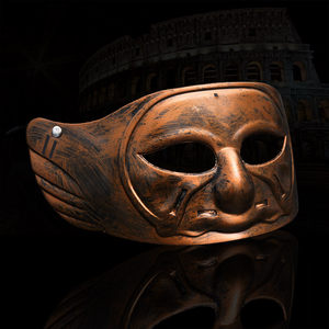 三怪化妆舞会装扮角斗士电影复古骑士盔甲面具仿金属质感半脸面具