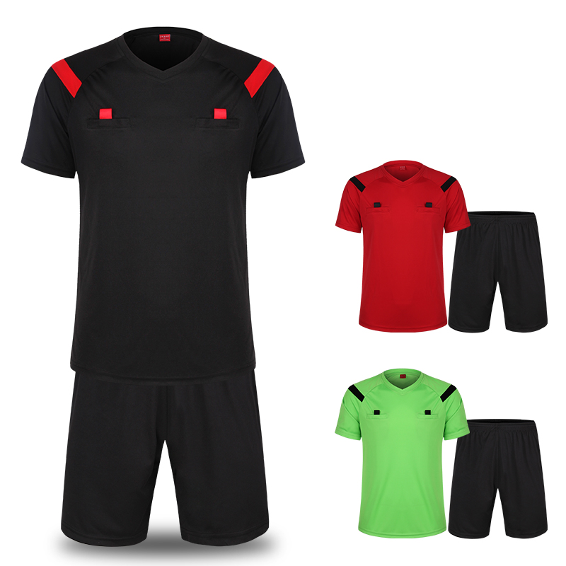 足球裁判服套装队服 夏季短袖男女口袋football足球裁判球衣套装